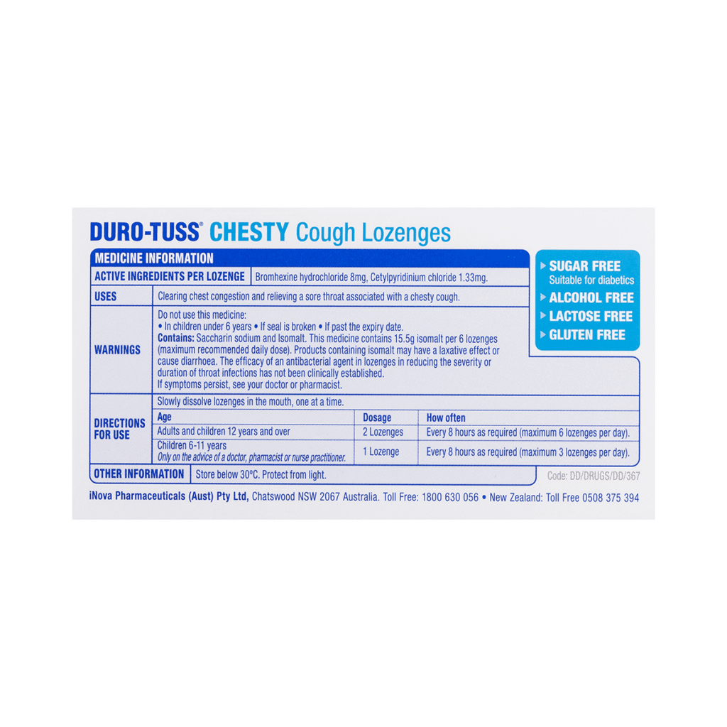 DURO-TUSS® Chesty Cough Lozenges Lemon Flavour