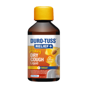DURO-TUSS RELIEF+ Honey Dry Cough Liquid front of packaging
