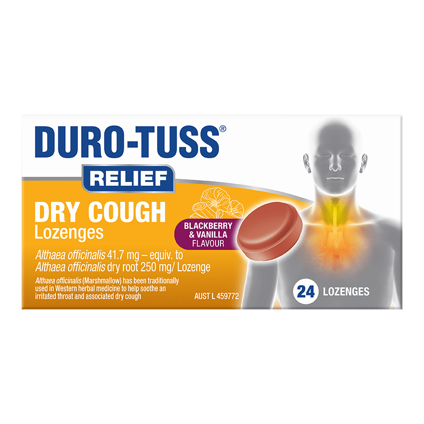 DURO-TUSS RELIEF Dry Cough Lozenges 2d front of packaging version 1